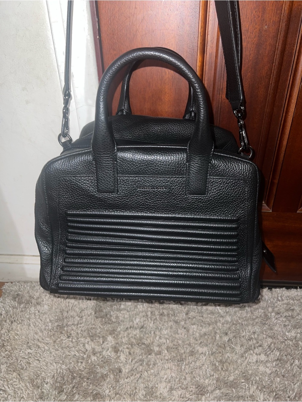 Mandarina Duck Black Leather  Bag